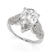 Nadia Pear Cut Pave Milgrain Engagement Ring Setting - Nivetta